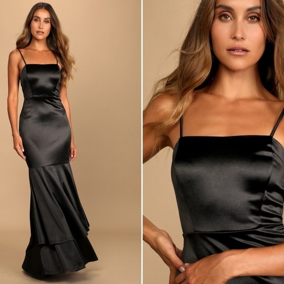 Lulus Dresses & Skirts - LULU's Sexy Prom Wedding Bridesmaid Satin Romantic Mermaid Trumpet Gown